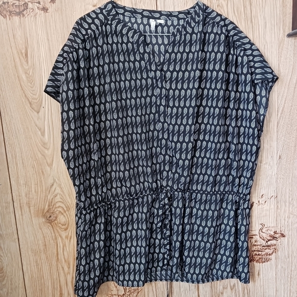 CATO Cap Sleeve Tie Waist Peplum Paisley Print Top - Picture 1 of 8